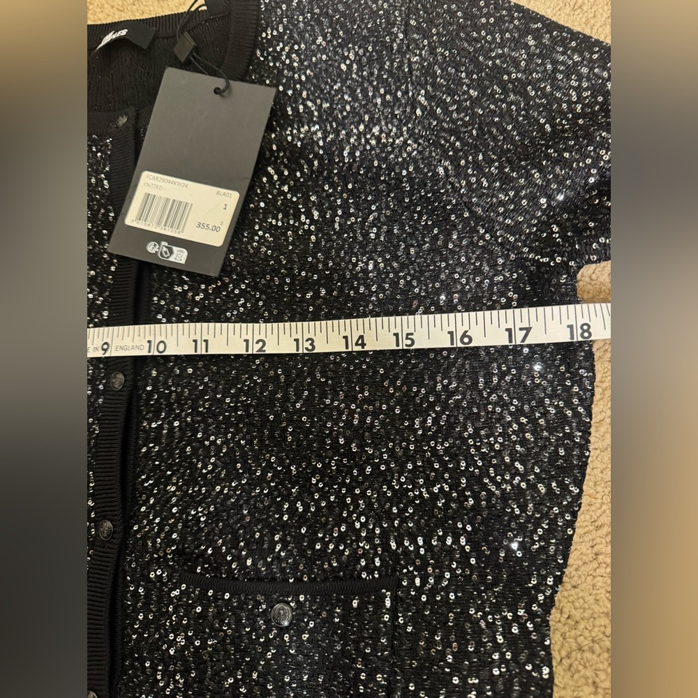NWT The Koolples Black Sequin Cardigan Button Up Size Small Knit sweater - Picture 8 of 10